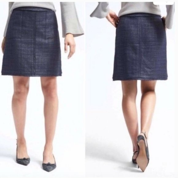 Banana Republic Navy Tweed Skirt Size 6 - Picture 5 of 5